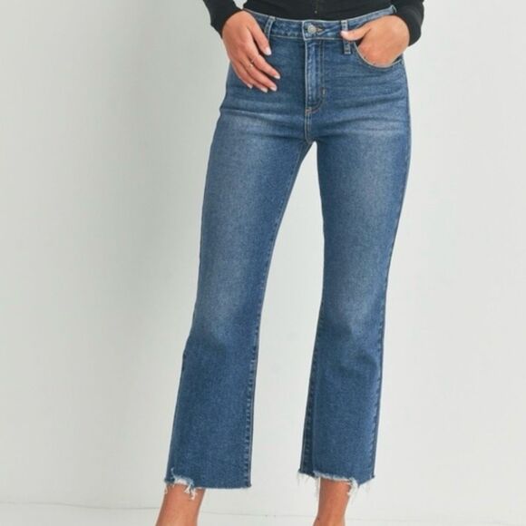 Just Black Denim - Just Black Denim high rise kick crop raw hem jeans 29